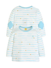 【SALE／30%OFF】moimoln 【SOFT&】パッチ付きボーダー柄長袖Tシャツ モイモルン トップス カットソー・Tシャツ ブルー【RBA_E】