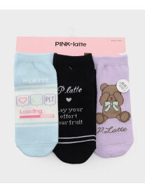 PINK-latte 3足セットショート丈ソックス ピンク ラテ 靴下・レッグウェア 靴下