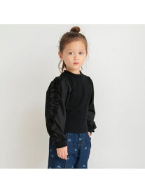 branshes 袖フリル長袖Tシャツ ブランシェス トップス カットソー・Tシャツ ブラック ホワイト
