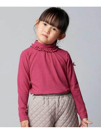 BeBe 【日本製】ミップスウェードフリルハイネックTシャツ(80~150cm) ベベ オンライン ストア トップス カットソー・Tシャツ ピンク ホワイト ブラック【送料無料】