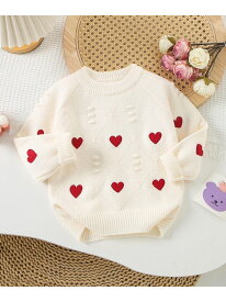 lulu noix lulu noix/(K)ハートニット ミニョントレフル ルームヨンマルサンセレクティッド トップス ニット ホワイト レッド【送料無料】