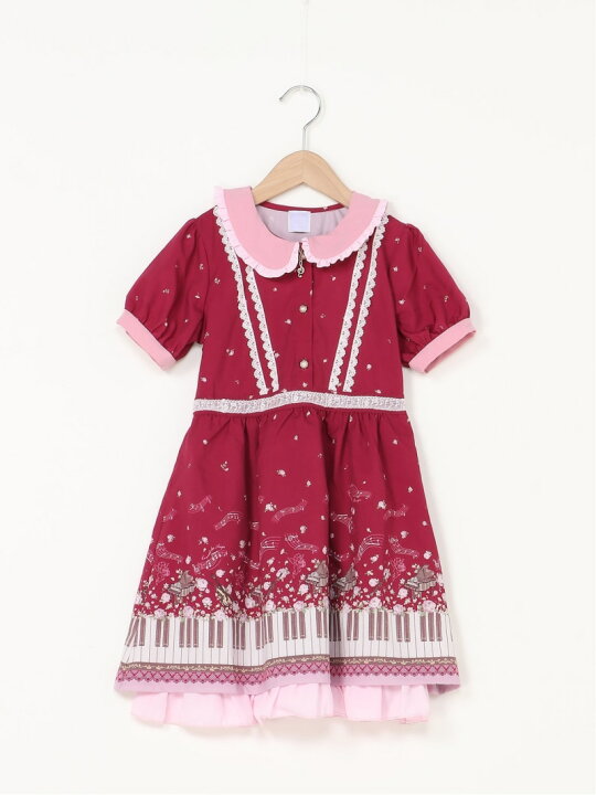 楽天市場 Sale 48 Off Axes Femme Kids K 鍵盤 バラ柄クラシカルop アクシーズファム ワンピース キッズワンピース レッド ブラック Rba E Rakuten Fashion Kids