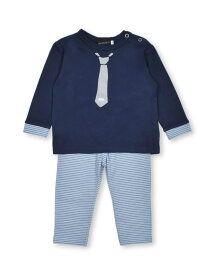 BeBe ネクタイプリントTシャツ+ボーダーパンツセット(80~90cm) ベベ オンライン ストア スーツ・フォーマル セットアップスーツ ネイビー ブルー【送料無料】