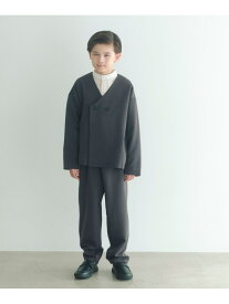 UNITED ARROWS green label relaxing ノーカラージャケット + タックパンツ セット / キッズ 140cm-160cm ユナイテッドアローズ グリーンレーベルリラクシング ジャケット・アウター テーラードジャケット・ブレザー グレー【先行予約】*【送料無料】