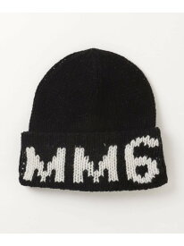 【SALE／60%OFF】MM6 Maison Margiela ブランドロゴニットキャップ/帽子 シフォン 帽子 ニット帽・ビーニー ブラック ホワイト【RBA_E】【送料無料】