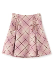mezzo piano Junior レースアップリボンシャギーチェックフレアスカパン ナルミヤオンライン パンツ その他のパンツ ピンク グレー【送料無料】