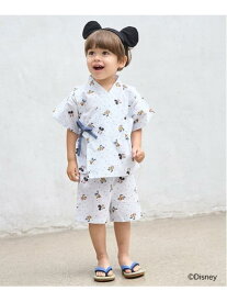 【SALE／20%OFF】petit main 【Disney】総柄甚平 ナルミヤオンライン 着物・浴衣・和装小物 浴衣 ブルー ピンク【RBA_E】