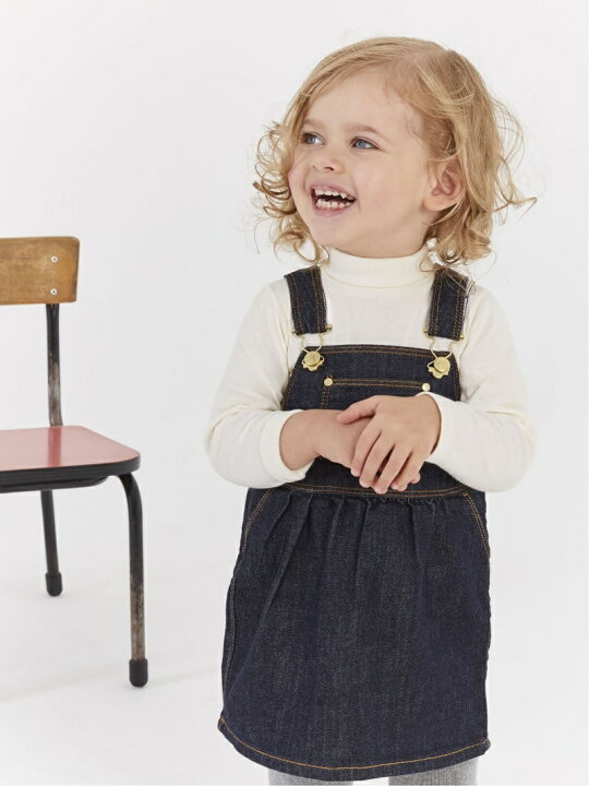 クーポン配布中 プチバトー ジャンパースカート 女の子 青 Bateau Petit 子供服 約 70cm 12m ベビー服 デニム アウトレット