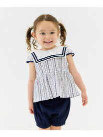 【SALE／30%OFF】moimoln 【セットアップ】マリーキャブブラウス&パンツ モイモルン トップス シャツ・ブラウス ネイビー【RBA_E】【送料無料】