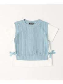 COMME CA ISM レイヤード半袖Tシャツ コムサイズム トップス カットソー・Tシャツ ホワイト