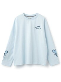 pom ponette junior ミントくん 袖アップリケTシャツ ナルミヤオンライン トップス カットソー・Tシャツ ブルー【送料無料】