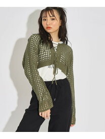 【SALE／50%OFF】PINK-latte 【2点SET&前後2WAY】ニットメッシュボレロ ピンク ラテ トップス アンサンブル ホワイト ブラック カーキ【RBA_E】