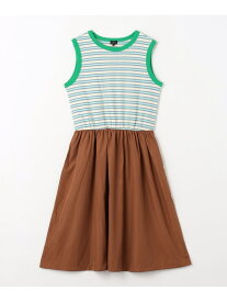 【SALE／70%OFF】UNITED ARROWS green label relaxing TJ ワッフルボーダー*スカート ノースリーブ ワンピース / キッズ 140cm-160cm ユナイテッドアローズ アウトレット ワンピース・ドレス ワンピース ブラウン ブラック【RBA_E】