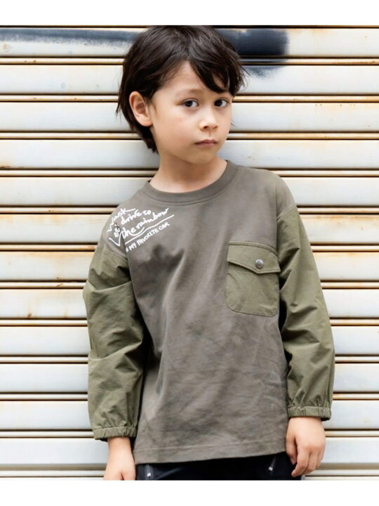楽天市場】【SALE／60%OFF】WASK ナイロン袖ロゴバスク天竺Tシャツ(100  