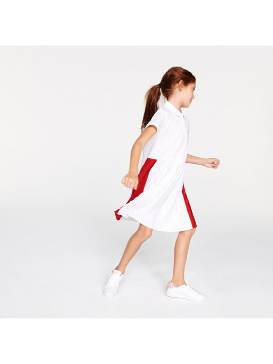 楽天市場 Sale 50 Off Lacoste Girlsプリーツスカートポロワンピース ラコステ ワンピース シャツワンピース ホワイト ブルー Rba E 送料無料 Rakuten Fashion Kids