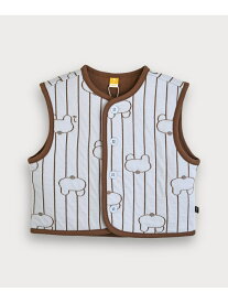 moimoln 【SOFT&】ベアモチーフ配色キルティングベスト モイモルン トップス ベスト・ジレ ブルー ホワイト