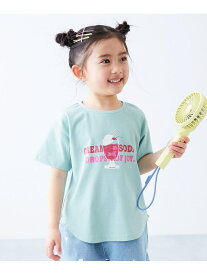 devirock 【ひやシャリ】接触冷感 デビラボ ガールズ プリント半袖Tシャツ25SS デビロック トップス カットソー・Tシャツ グレー イエロー
