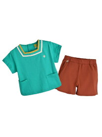 【SALE／30%OFF】moimoln 【セットアップ】スクエアトップス&パンツ モイモルン トップス カットソー・Tシャツ ホワイト グリーン【RBA_E】