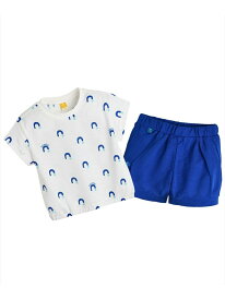 【SALE／50%OFF】moimoln 【セットアップ】マリン半袖トップス&パンツ モイモルン トップス カットソー・Tシャツ イエロー ブルー グリーン【RBA_E】