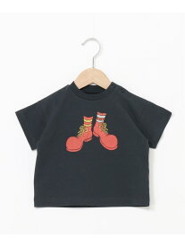 OCEAN&GROUND OCEAN&GROUND/(K)ピエロブーツプリントTシャツ オーシャンアンドグラウンド トップス カットソー・Tシャツ ブラック ホワイト