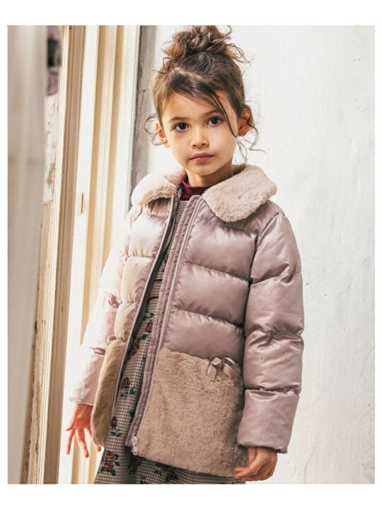 楽天市場】【SALE／60%OFF】BeBe シャイニー タフタ ファー 切替 中綿 