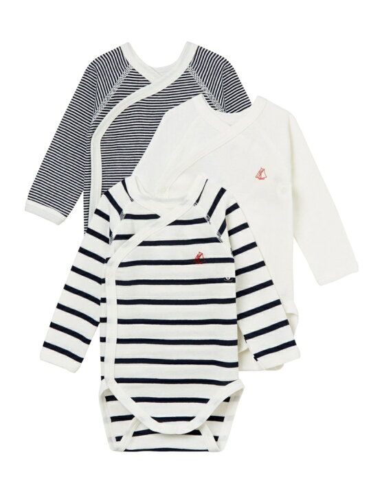 楽天市場 Petit Bateau K マリニエール長袖あわせボディ3枚組 プチバトー マタニティー ベビー ロンパース カバーオール ホワイト 送料無料 Rakuten Fashion Kids