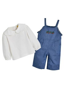 【SALE／50%OFF】moimoln 【セットアップ】ウェーブカラートップス&キャロットオーバーオール モイモルン トップス カットソー・Tシャツ ブルー【RBA_E】