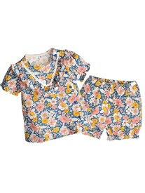 【SALE／50%OFF】moimoln レトロフラワー半袖トップス&パンツ モイモルン トップス カットソー・Tシャツ ブルー【RBA_E】