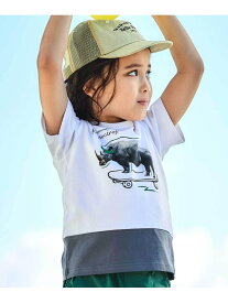 BeBe バイカラーアニマルプリント天竺半袖Tシャツ(80~140cm) ベベ オンライン ストア トップス カットソー・Tシャツ オレンジ ブルー ホワイト【送料無料】