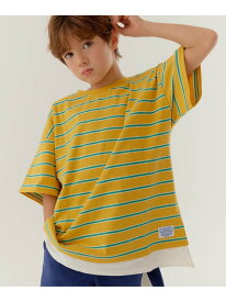 BREEZE WEB限定 KUDOZ.B レイヤード先染めボーダーTシャツ エフオーオンラインストア トップス カットソー・Tシャツ ブラウン グレー ブルー イエロー