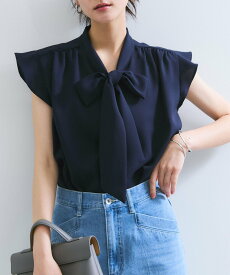 【SALE／50%OFF】VIS 【WEB限定】【防シワ】フリルフレンチボウタイブラウス/通勤対応 ビス トップス シャツ・ブラウス ピンク ネイビー グレー