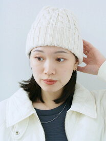 【SALE／60%OFF】Samansa Mos2 blue ケーブルニット帽 サマンサモスモス 帽子 ハット ベージュ グレー ブラック
