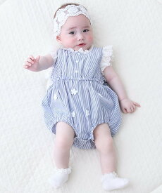 【SALE／20%OFF】petit main 【リンク】コットンレースサロペット ナルミヤオンライン マタニティウェア・ベビー用品 ベビートップス ホワイト ブルー