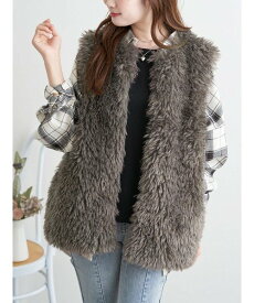 【SALE／33%OFF】Ludic Park プードルファーベスト ルディックパーク ジャケット・アウター その他のジャケット・アウター ブラウン ホワイト グレー