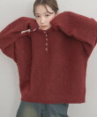 ヘンリーネック起毛ニット