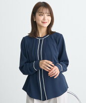 楽天市場】バイカラー ブラウス（カラーネイビー）（レディース 