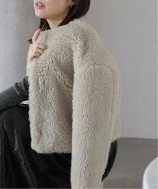 La Totalite TICCA / ティッカ ウールファーショートコート ラ トータリテ ジャケット・アウター ブルゾン・ジャンパー グレー ベージュ【送料無料】