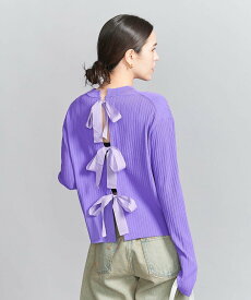 【SALE／80%OFF】BEAUTY&YOUTH UNITED ARROWS オーガンジーリボン リブニットトップス -2WAY/ウォッシャブル - ユナイテッドアローズ アウトレット トップス カーディガン パープル ネイビー ホワイト