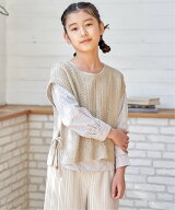 ikka 【親子コーデ】サイドリボンニットベストセット(120~160cm) イッカ トップス ニット グレー ブルー