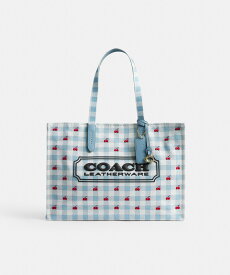【SALE／40%OFF】COACH OUTLET 【公式】トート バッグ・ギンガム プリント コーチ　アウトレット バッグ トートバッグ ブルー【送料無料】
