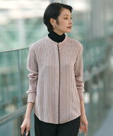 ICB 【WEB&一部店舗限定カラーあり】BackSatinAmunzen バンドカラーブラウス アイシービー トップス シャ…