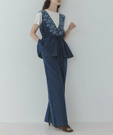 Sonny Label クロス刺繍ペプラムサロペット サニーレーベル オールインワン・オーバーオール オールインワン・つなぎ ブルー【送料無料】