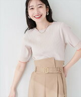 natural couture 袖口シアー強撚リブニット ナチュラルクチュール トップス ニット ブラック パープル ブ…