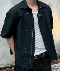 Chikashitsu + 【Chikashitsu +】front hook shirt jacket / シャツ ジャケット ネバーマインドザエックスユー／チカシツプラス トップス シャツ・ブラウス ホワイト ブラック【送料無料】