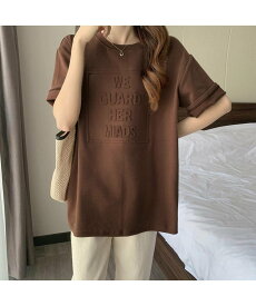 【SALE／30%OFF】miniministore 立体ロゴtシャツ 韓国チュニックロンT ミニミニストア トップス カットソー・Tシャツ ブラウン パープル ブラック グレー ホワイト