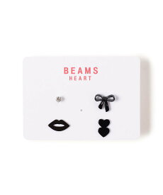 BEAMS HEART WOMEN モチーフ 4セット ピアス ビームス ハート アクセサリー・腕時計 ネックレス ブラック レッド
