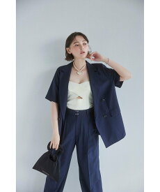 Ray BEAMS 【玉城ティナ着用】Ray BEAMS / ピンストライプ ハーフスリーブ ジャケット　24SS ビームス ウイメン ジャケット・アウター テーラードジャケット・ブレザー ネイビー ベージュ【送料無料】