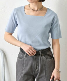 Jena espace merveilleux スクエアハーフスリーブKN ジェナエスパスメルヴェイユ トップス ニット ホワイト ブラック【送料無料】