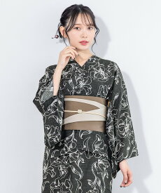 SOUBIEN 浴衣3点セット レディース 2way(上着+ワンピース+帯) ソウビエン 着物・浴衣・和装小物 浴衣 グレー ベージュ【送料無料】