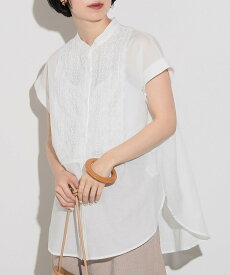 BEAMS HEART WOMEN 【洗濯機洗い可】レースヨーク シャツ 25SS フレンチスリーブ 半袖 夏 レディース きれいめ ビームス ハート トップス シャツ・ブラウス ネイビー ブラック ホワイト オレンジ グリーン【送料無料】